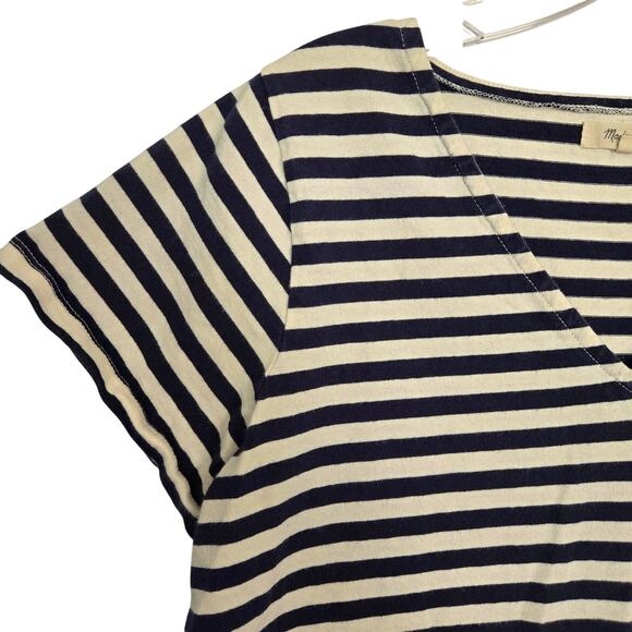 Madewell Setlist Boxy Top Marton Stripe Size M Navy Cotton Nautical Sailor Crop - Picture 6 of 9
